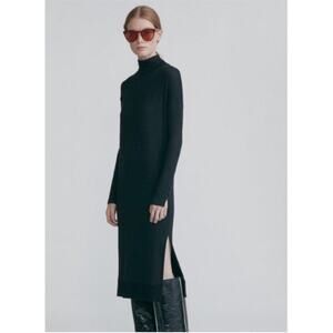 Rag & Bone Black Bowery Mock Neck Long Sleeve Midi Dress Small Minimalist